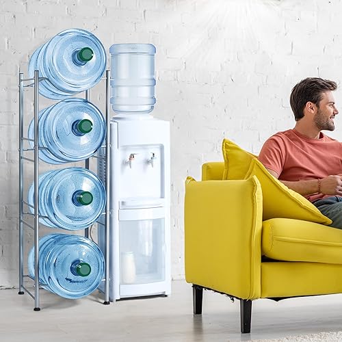 Miniatura 5 de Estante para botellas de agua de 3 niveles para dispensador de agua de 5 galones, ahorra espacio