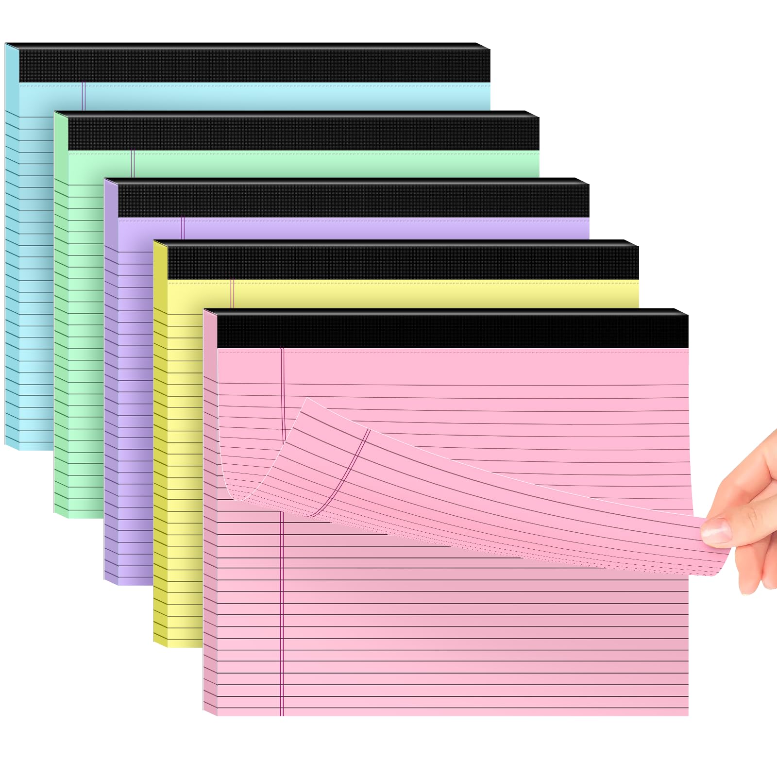 5 Pack Note Pads 11 x 9 5 Colored Legal Pads College Ruled Landscape Note Pads of Paper