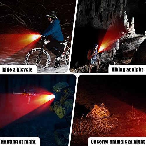 Miniatura 5 de Yahenda 20 linternas rojas a granel de un solo modo linterna LED roja AA alimentada por pilas AA regulable, mini linterna de luz roja pequeña y