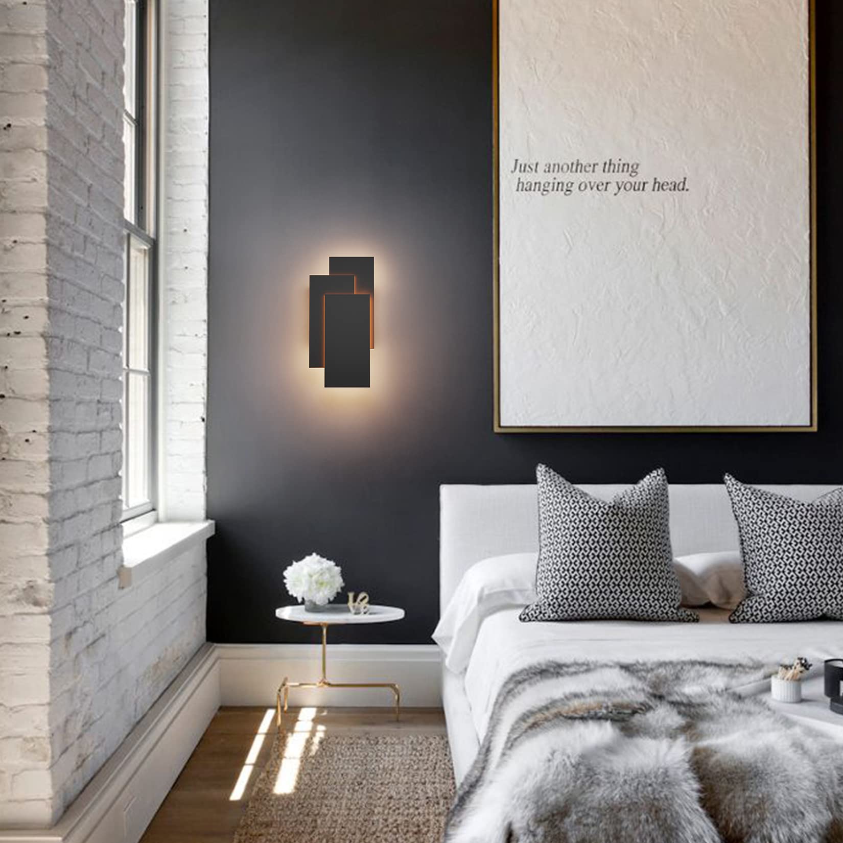 K-Bright 24W LED Apliques De Pared Lamparas De Pared IP20,llevó Arriba y Abajo Diseño,Aplique Decorativo,Blanco Natural,Negro