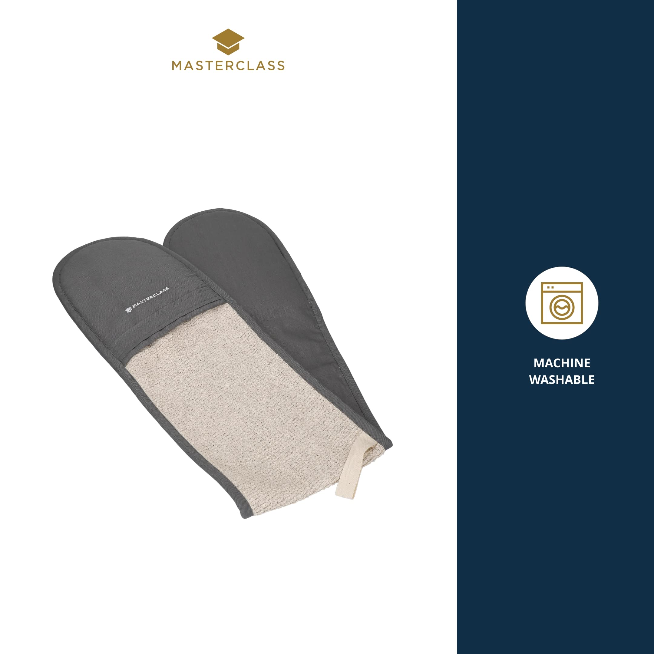 Guantes De Horno Profesionales MasterClass - Doble Cara, Resistentes Al Calor, Algodón, Color Crema, Extra Largos