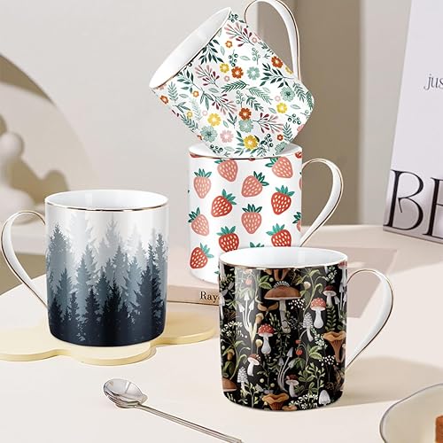 Vista 13 de WAVEYU Taza de cerámica para mujeres y mamá, bonita taza de café y agua para el día de la madre de parte de hija e hijo para oficina en casa, taza