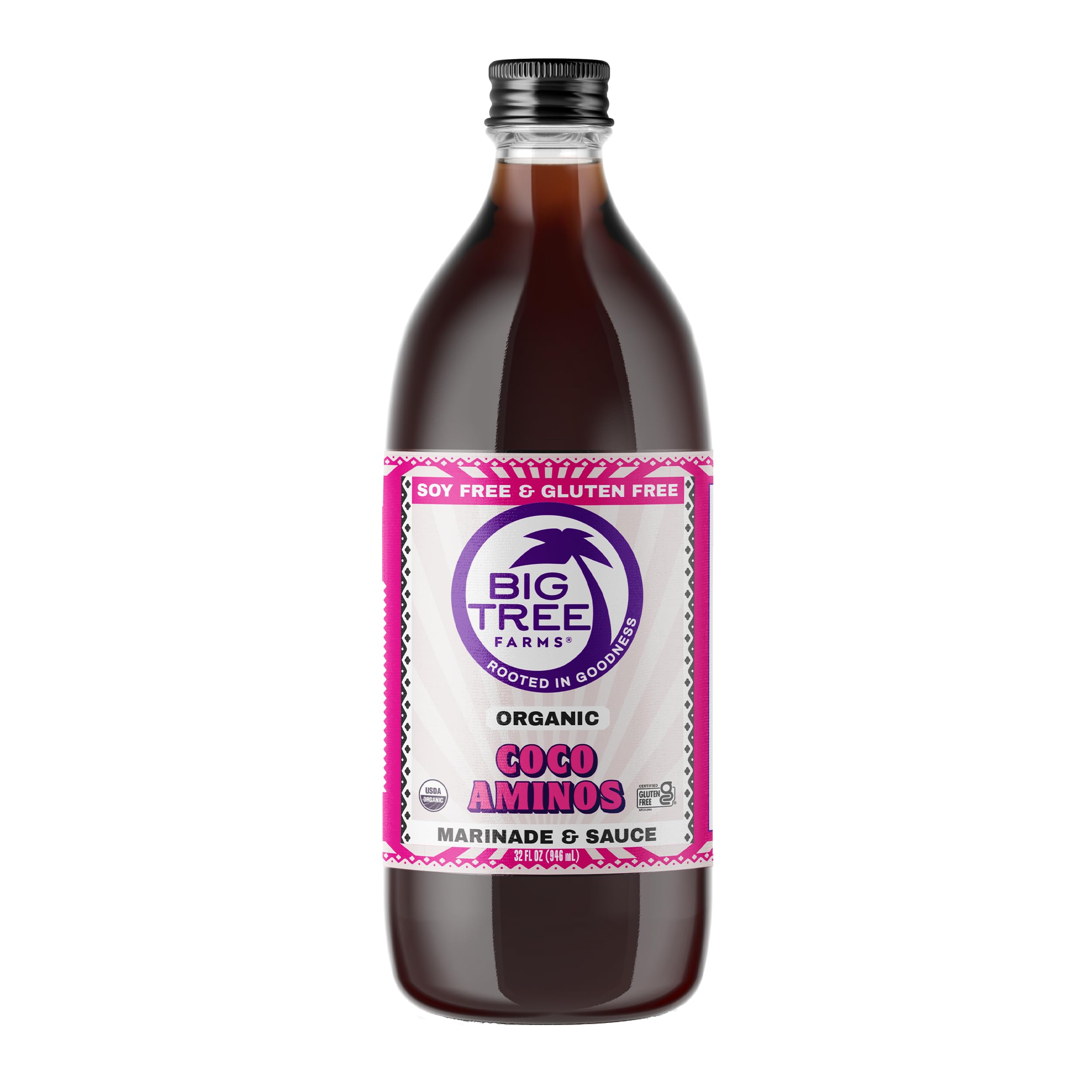 Big Tree Farms Organic Coco Aminos - Liquid Coconut Aminos, Soy-Free Sauce, Low Sodium, Soy Alternative, Gluten Free, Kosher, Warmly Umami, Marinade & Sauce, Non-GMO - Original, 32 Fl Oz (Pack of 1)USDA Organic