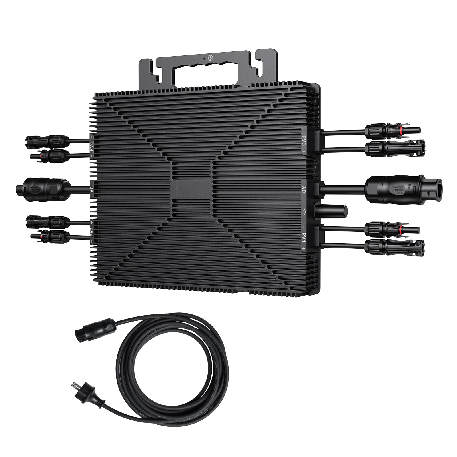 2000W Wechselrichter, Solar Mikrowechselrichter mit WLAN & Bluetooth, App-Fernüberwachung, IP67 Wasserdicht Wechselrichter, mit 5 m AC-Kabel für Balkonkraftwerk