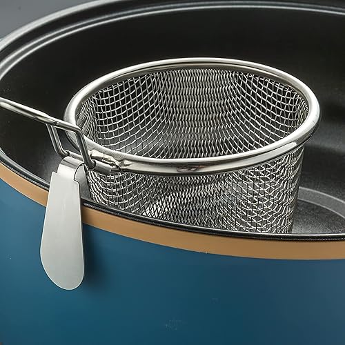 Miniatura 2 de DOITOOL Cesta de acero inoxidable para freír con asa, cesta redonda de malla de alambre para freír chips franceses (6.9 x 4.3 x 3.7 in)