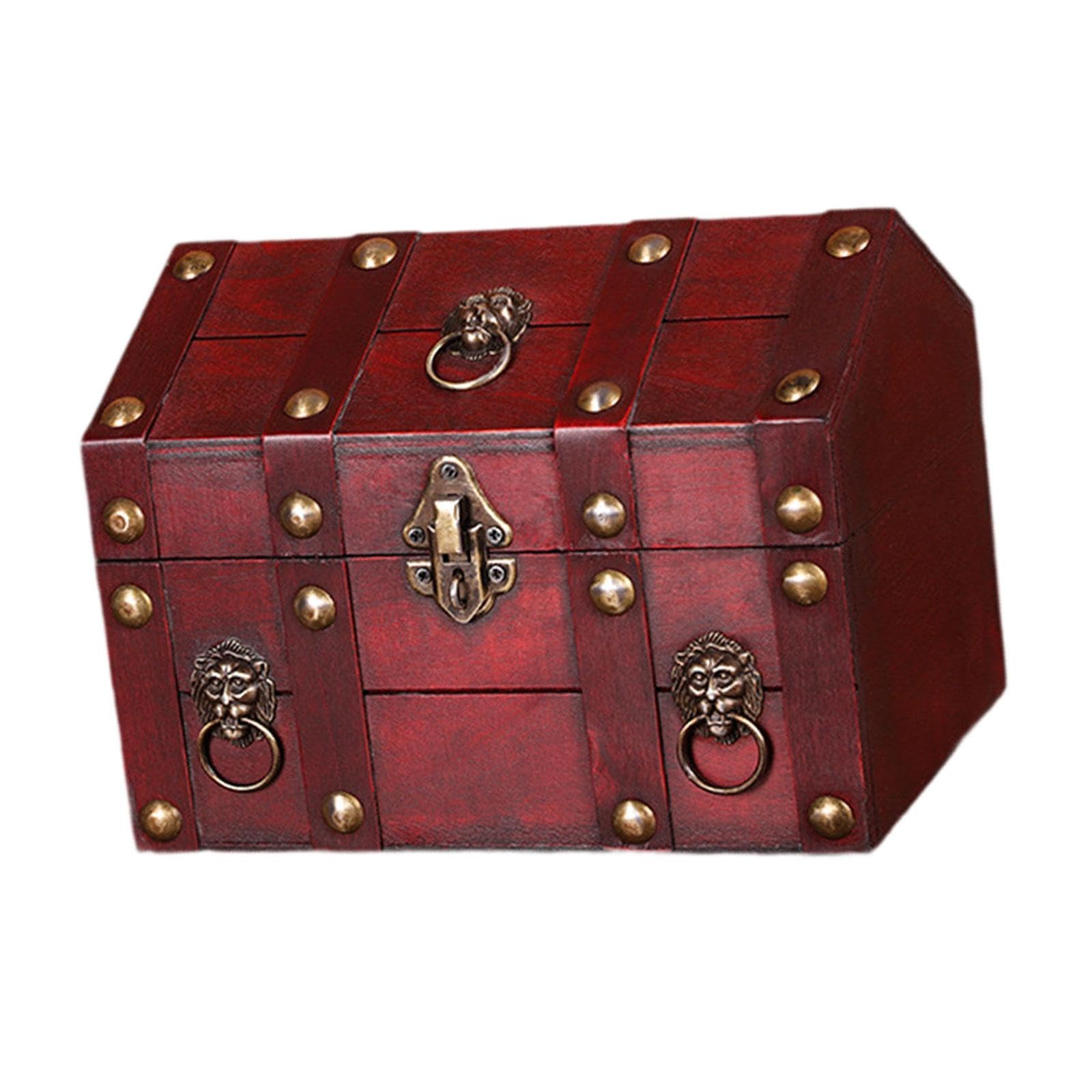 Lyla Pirate Treasure Chest Solid Wood for Women Vintage Design Storage Box Red-image-24