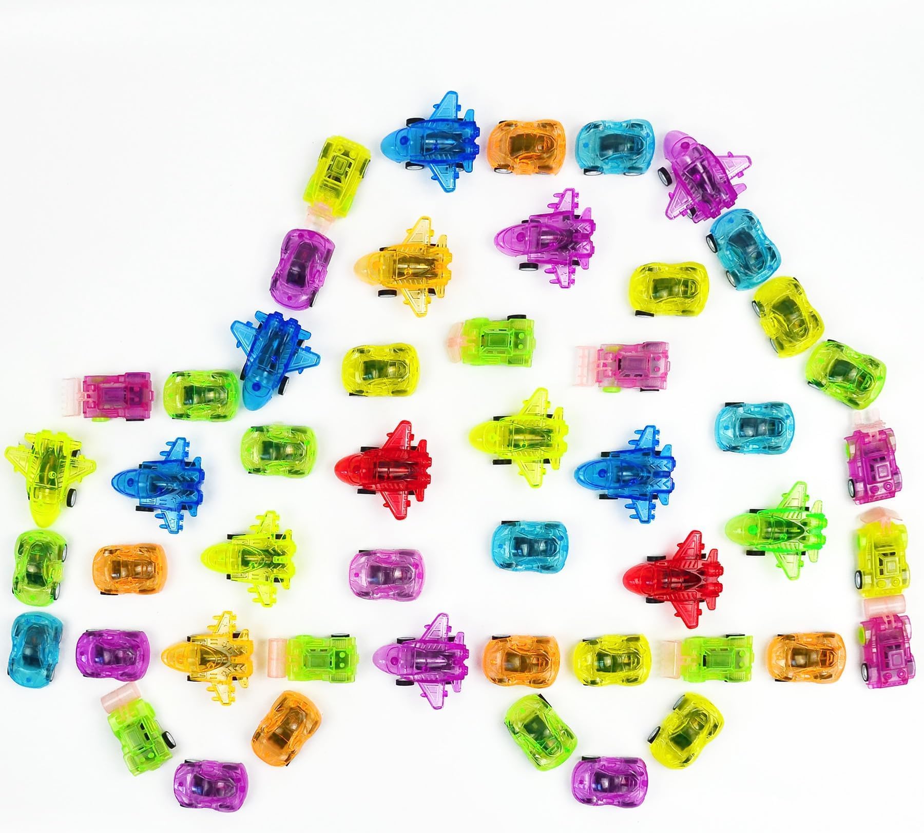 Vileafy 50 Mini Pull Back Cars for Kids –Easter Egg Stuffers, Birthday Goodie Bag Stuffers, Classroom Rewards, Party Favors& Carnival Prizes – Multicolored Mini Vehicle Toys for Boys & Girls Ages 3-5