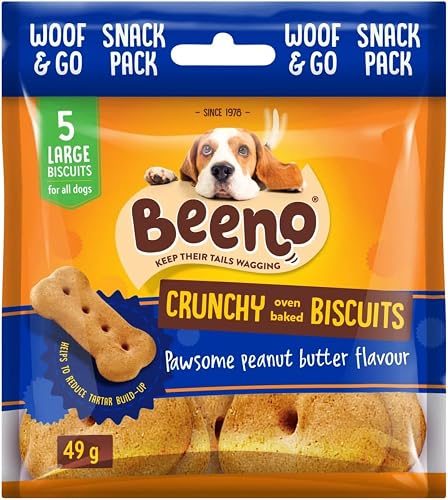 Beeno Peanut Butter Flavour Crunchy Oven-Baked Single Serve Dog Biscuits 49 g