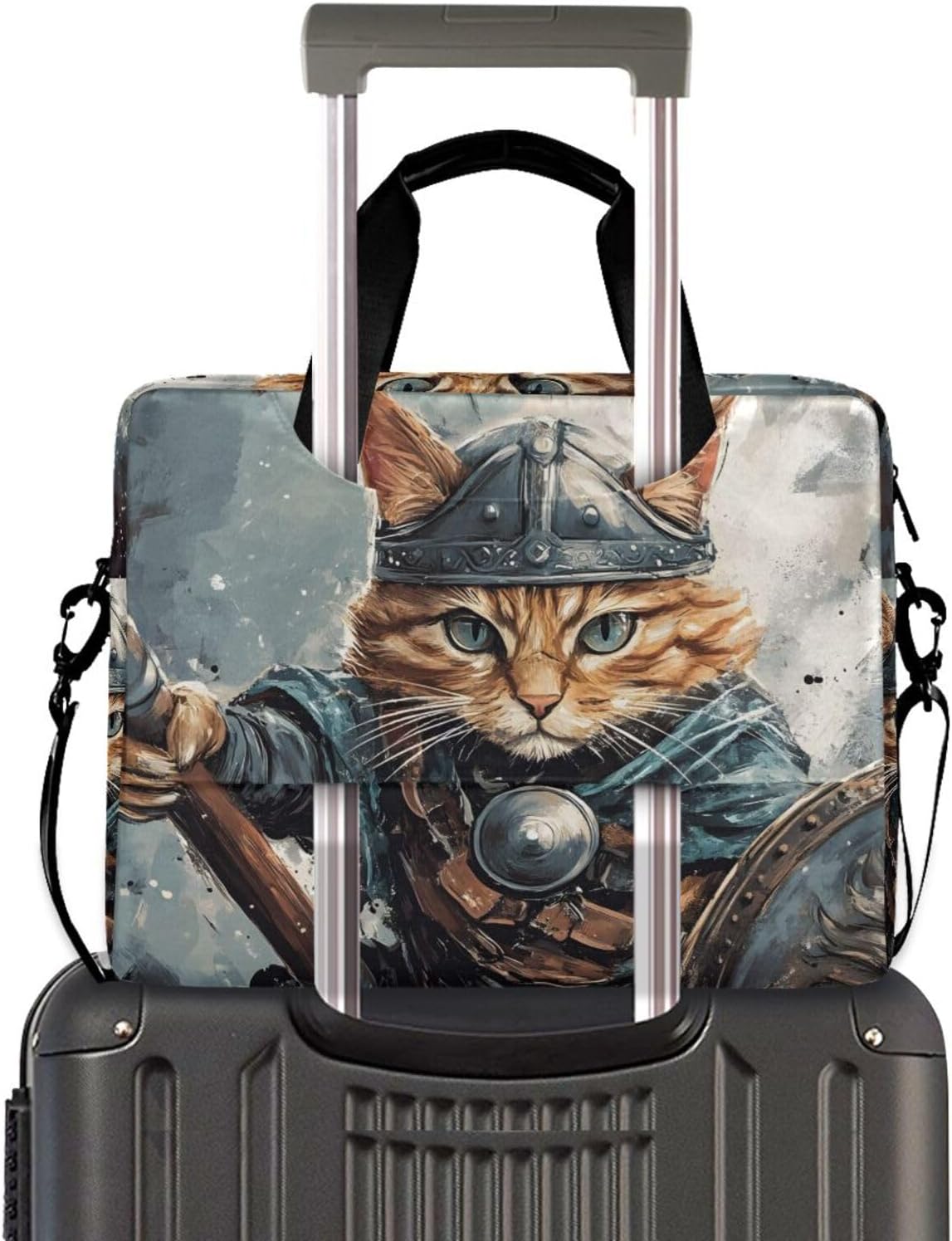 Laptop Bag Sleeve Cat Viking Print 16 in Computer Briefcase with Comfortable Shoulder Strap Multi Pockets