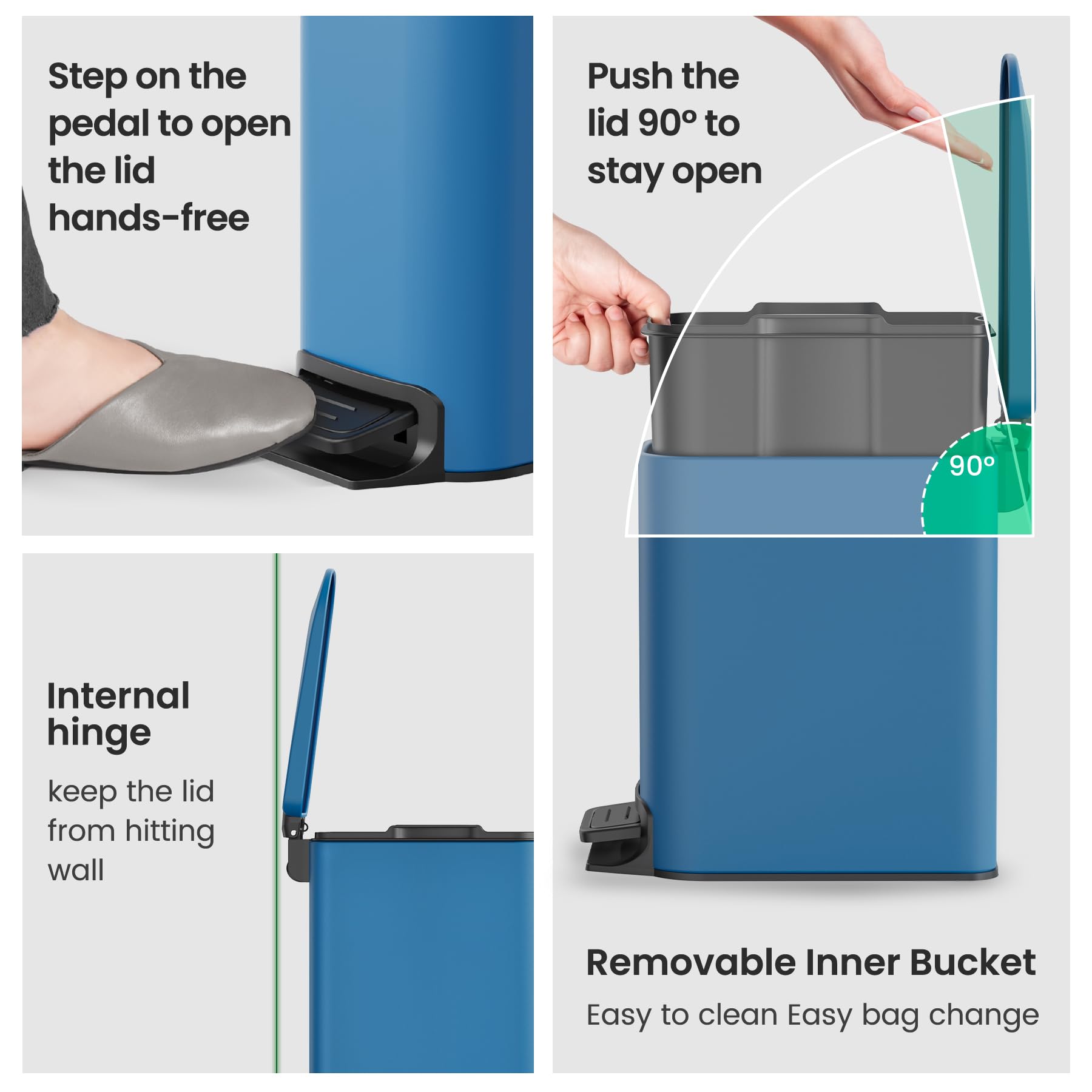 Cesun Small Bathroom Trash Can with Lid Soft Close, Step Pedal, 6 Liter / 1.6 Gallon Stainless Steel Garbage Can with Removable Inner Bucket, Anti-Fingerprint Finish ()