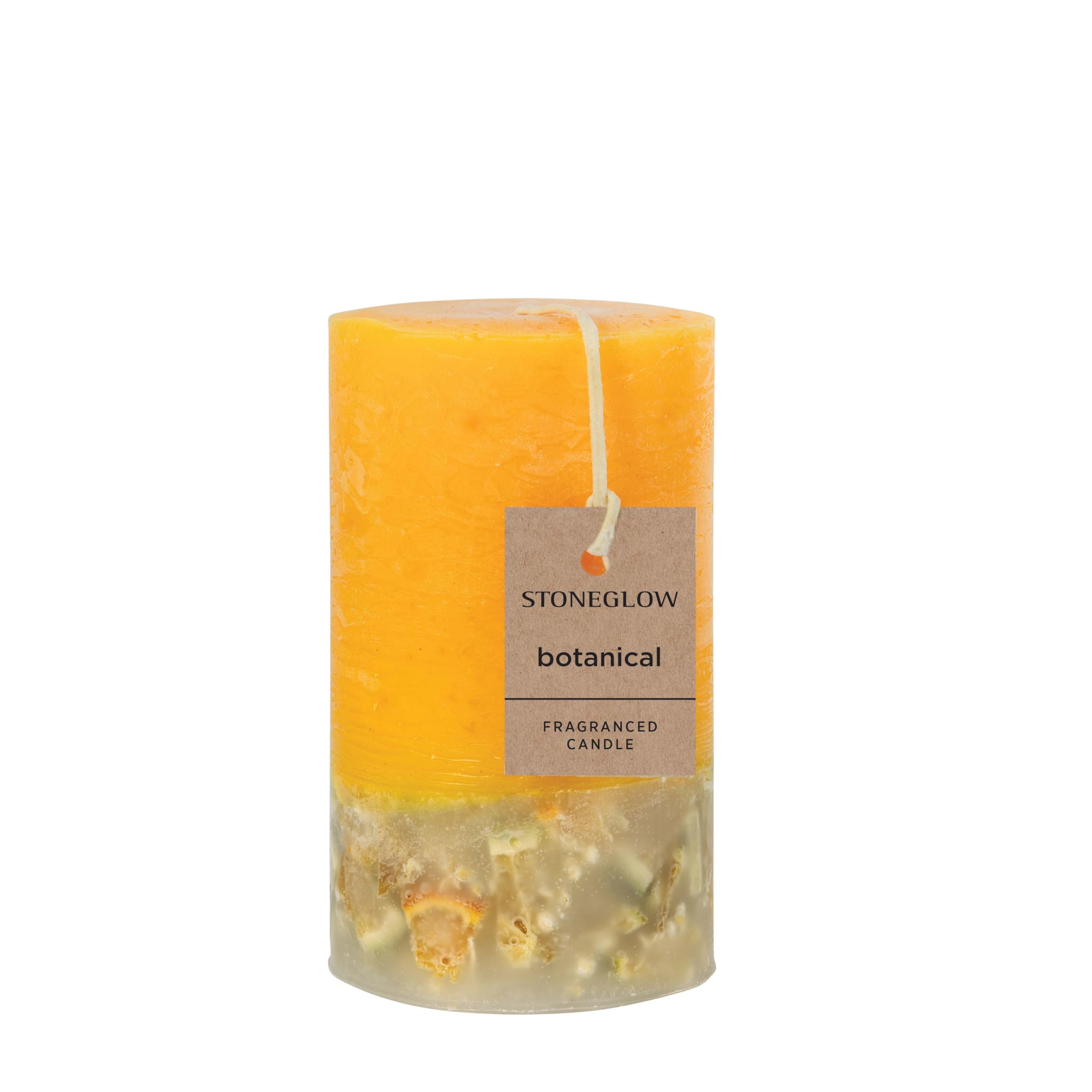 Stoneglow Orange/Yellow Elements Collection - Energy - Bitter & Coriander Scented Botanical Pillar Candle
