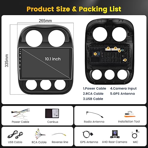 Miniatura 68 de (2+64G) para Jeep Compass Patriot 2010-2016 Android 13 Radio, pantalla táctil de 10.1 pulgadas estéreo de coche con Apple CarPlay Android Auto