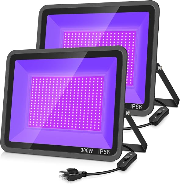 YANYCN LED Black Light, Outdoor Blacklight Flood Light with Plug and Switch, IP66 Black Light Flood Light for Glow in Th