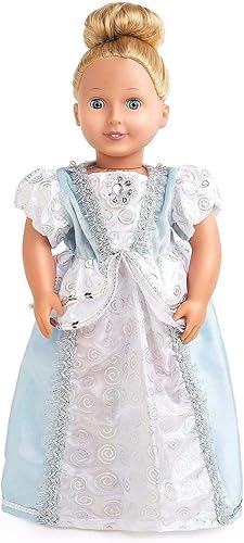 Miniatura 8 de Little Adventures Disfraz de princesa Cenicienta (para edades de 3 a 5 años) con vestido de muñeca a juego, lavable a máquina, vestido de fiesta y