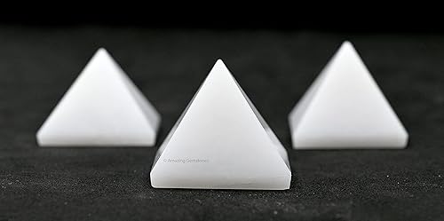 Miniatura 4 de Amazing Gemstone White Agate Snow Quartz Pyramid Crystal Healing Stones - 1" Great Pyramid Figurine of Natural Stone Pyramid for Meditation, Reiki