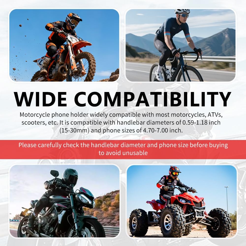 2026 New Motorcycle Phone Holder Mount,360° Rotatable Motorcycle Phone Mount with Sunshade Design for Phones Navigation,Portable Phones Holder for Motorcycles Handlebar