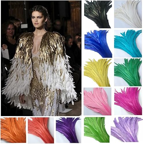 Miniatura 6 de Shekyeon Paquete de 50 sombreros usados con plumas de cola de gallo de 12 a 14 pulgadas