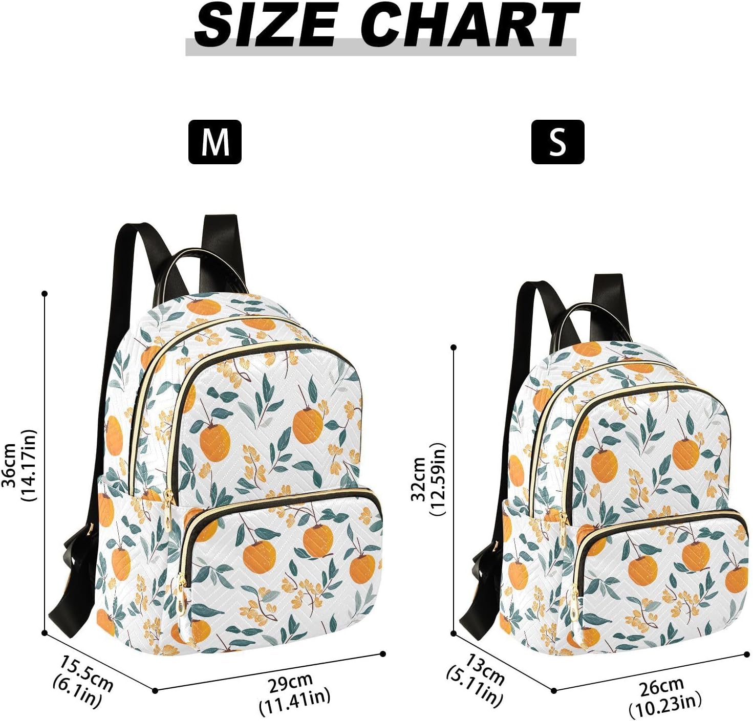 Orange Leaves Fruit Backpack Purse for Women Shoulder Bag Fashion Daypack Ladies Handbag Lightweight Travel Bag Rucksack