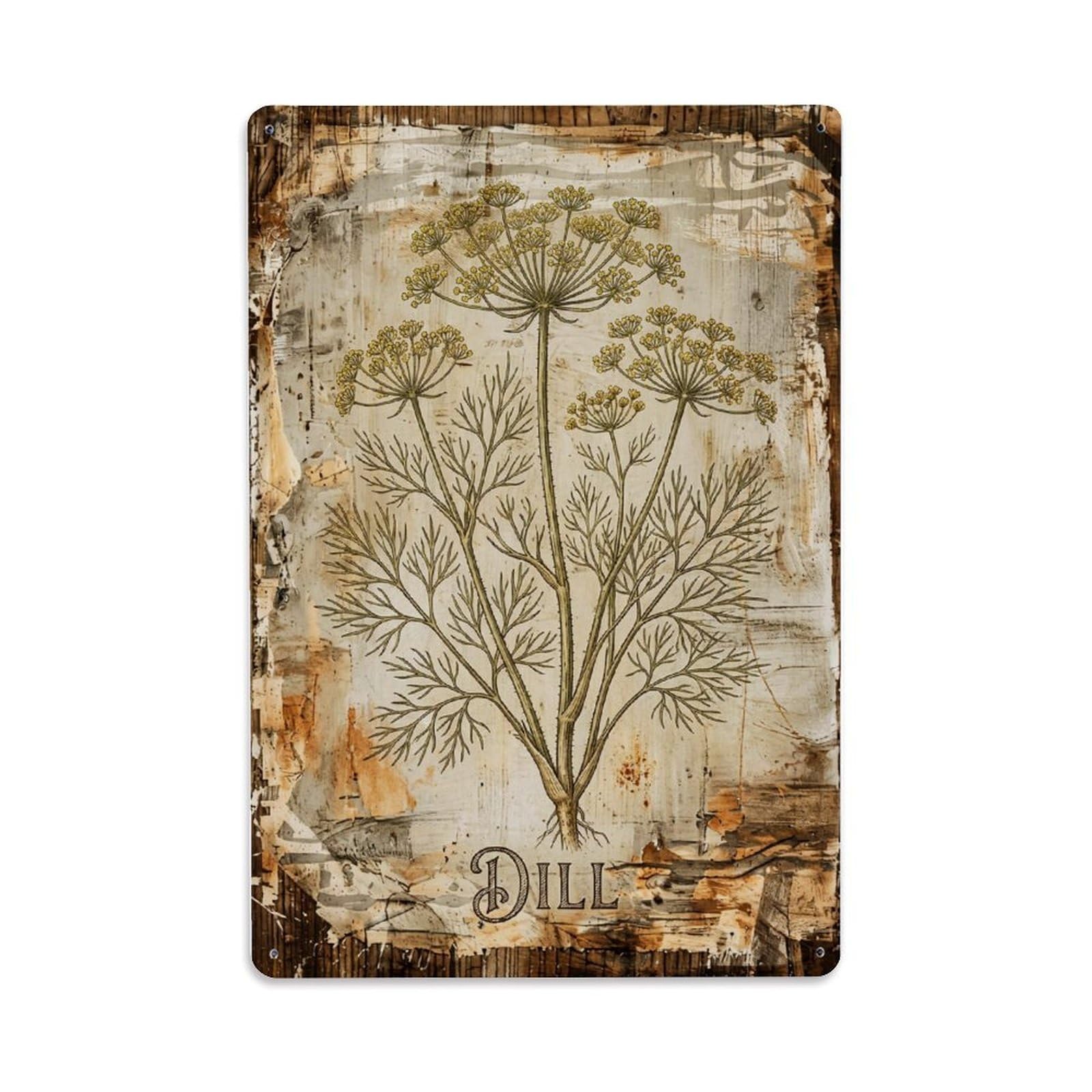 Fqnyr Style Dill Herb Pickle Metal Tin Sign Plaque Wall Decor For Cafe, Club Bar, Office, Home Garden Metal Poster 8X12inch