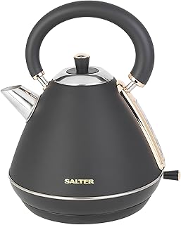 Salter EK2649RG 1.7L Pyramid Kettle, 3000W, 360 ° Swivel Base For Left & Right Handed Users, Auto Shut Off, Rapid Boil, Washable Anti-Scale Filter, Illuminating Power Switch Control, Black/Rose Gold