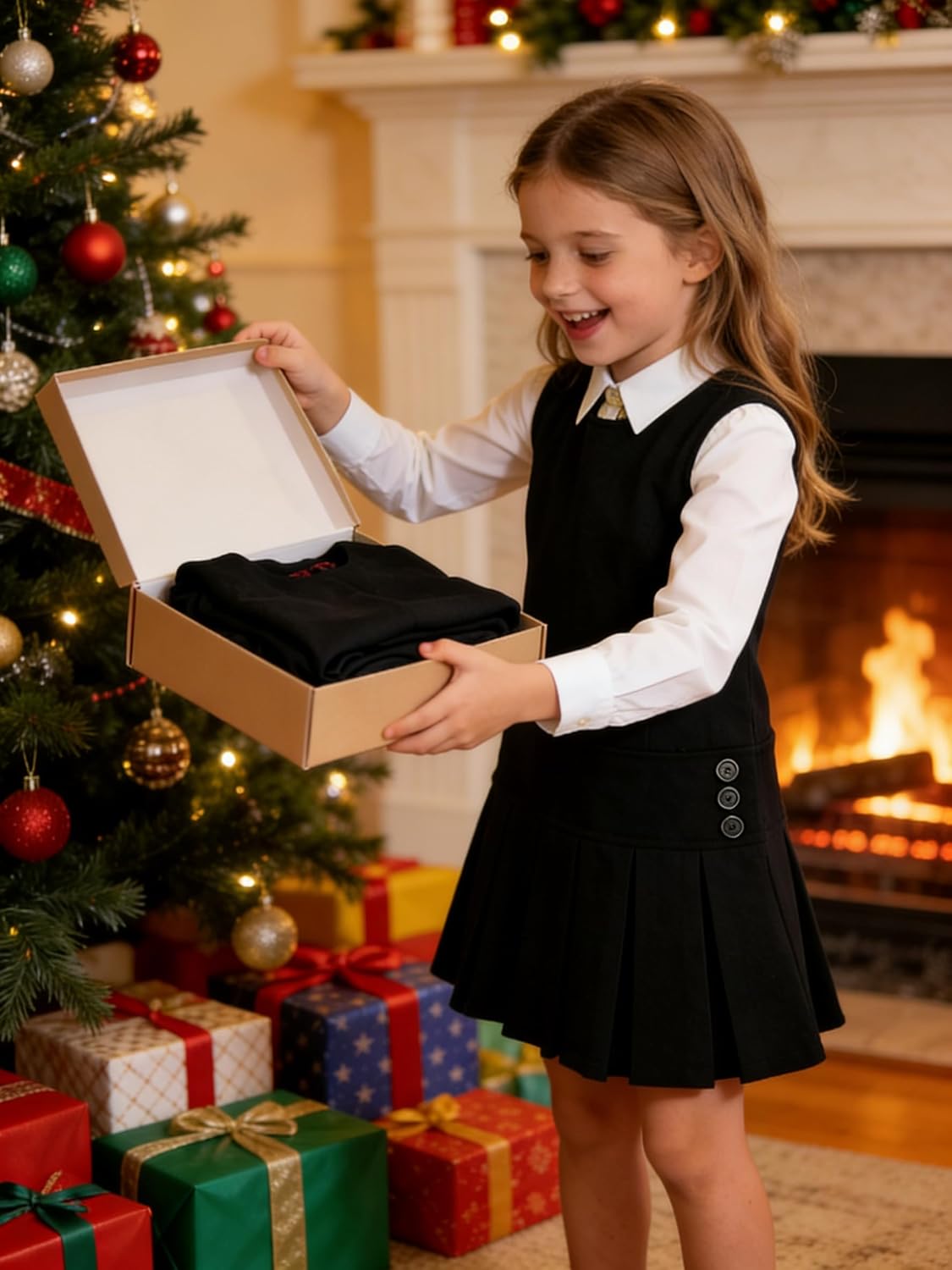 Bienzoe Girls School Uniform Jumper: Stretch Fit Pleated Hem Kids Sleeveless Dress - Image 4