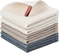Nialnant 6 Pack 100% Cotton Waffle Weave Kitchen Towels & Dishcloths, 12x12 Inch Soft Absorbent Quick Dry Multi-Color Set