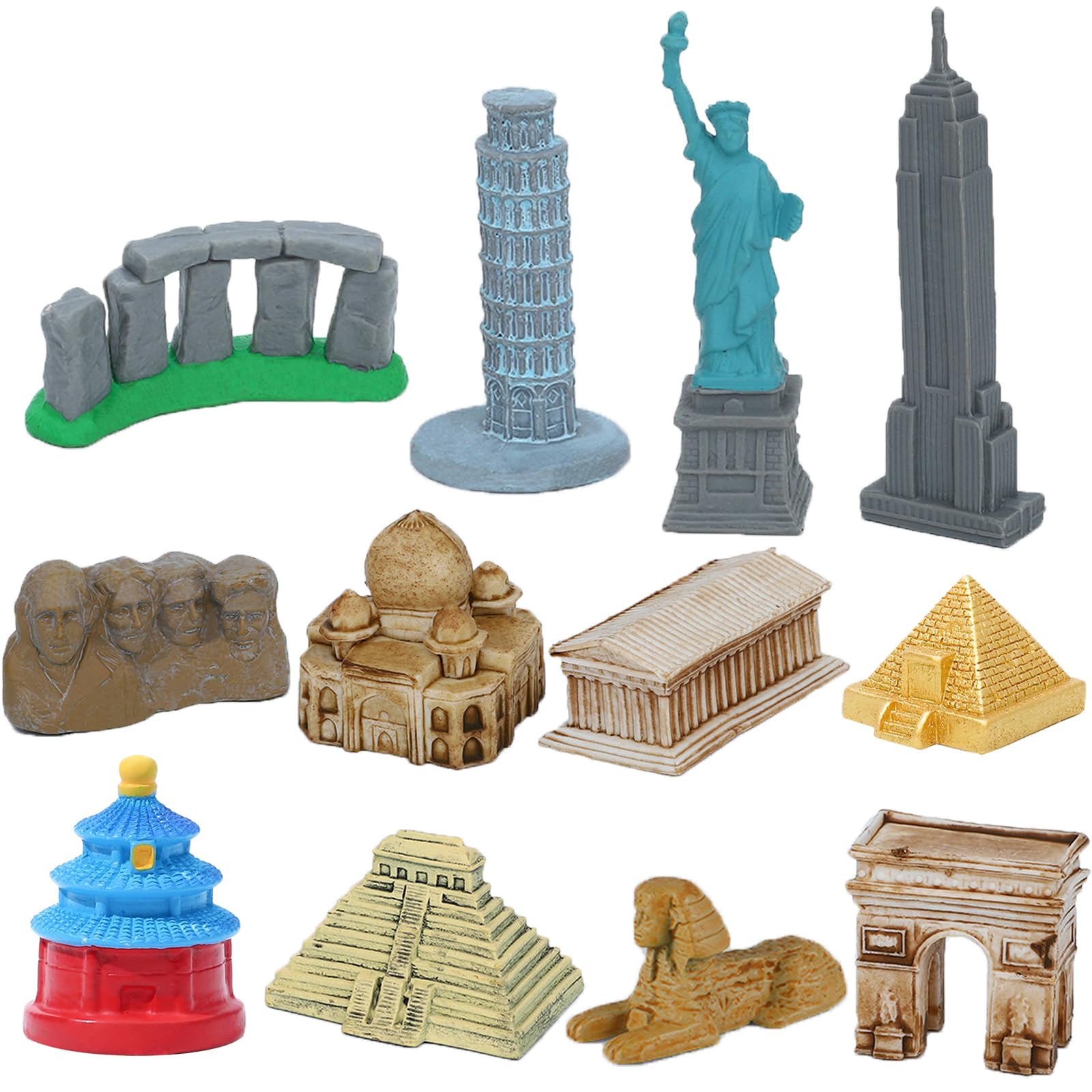 ONEST 12 Pieces Mini World Building Model Playsets Famous Architecture Figurines B0D8FDFGRZ