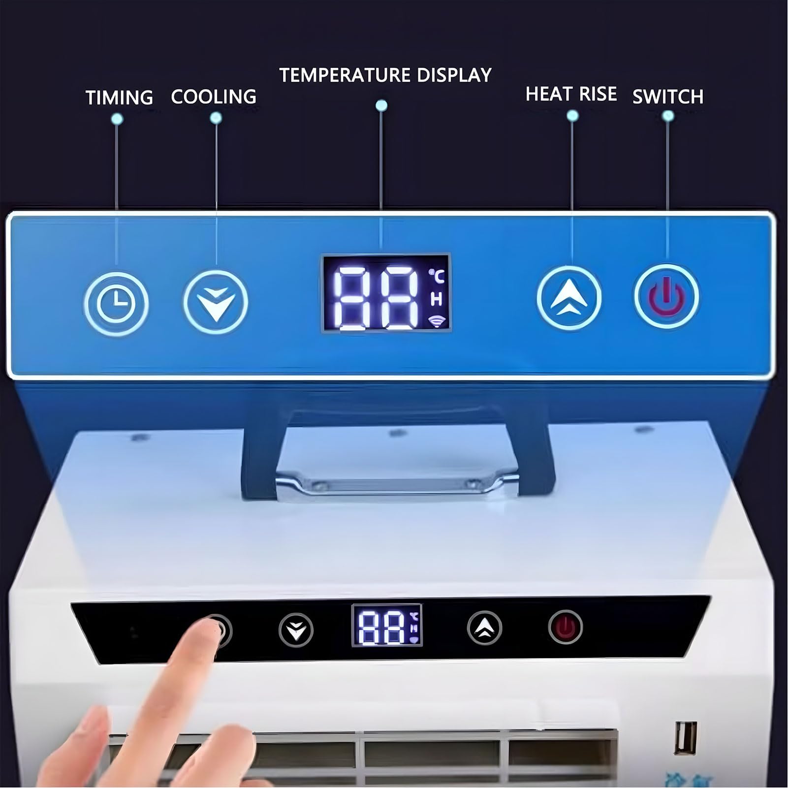 Split Design Przenośny klimatyzator AC — 3000 BTU ze sterowaniem dotykowym/zdalnym/WiFi — Zegar 24-godzinny i konstrukcja z górnym uchwytem — do kempingu/ciężarówki/samochodu kem 1.5m Connecting Pipe