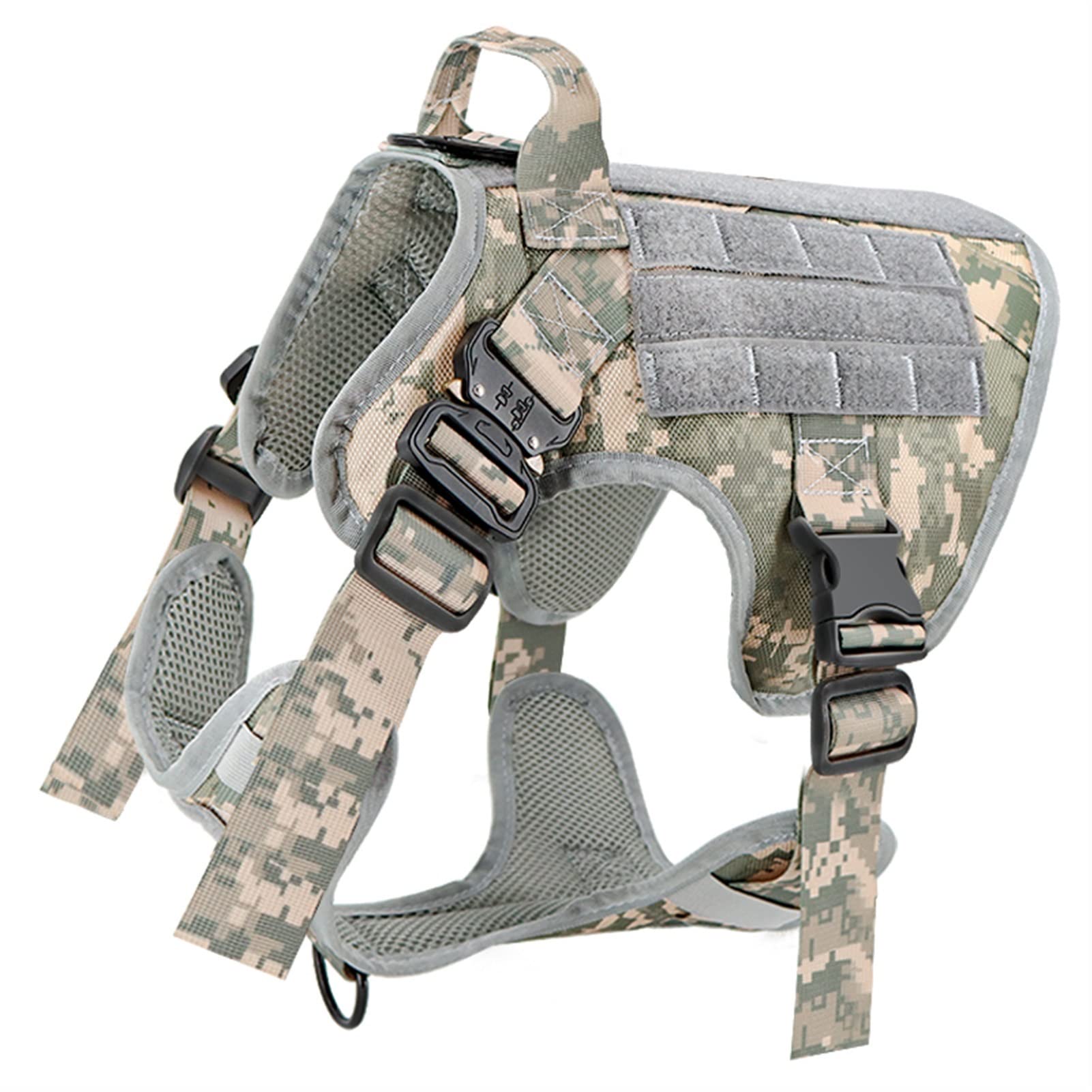 Correa de Perro Correa Ajustable Juego de arnés y Correa para Perros tácticos Hebilla de Metal Chaleco para Perros Grandes Arnés para Mascotas(ACU Harness,M)