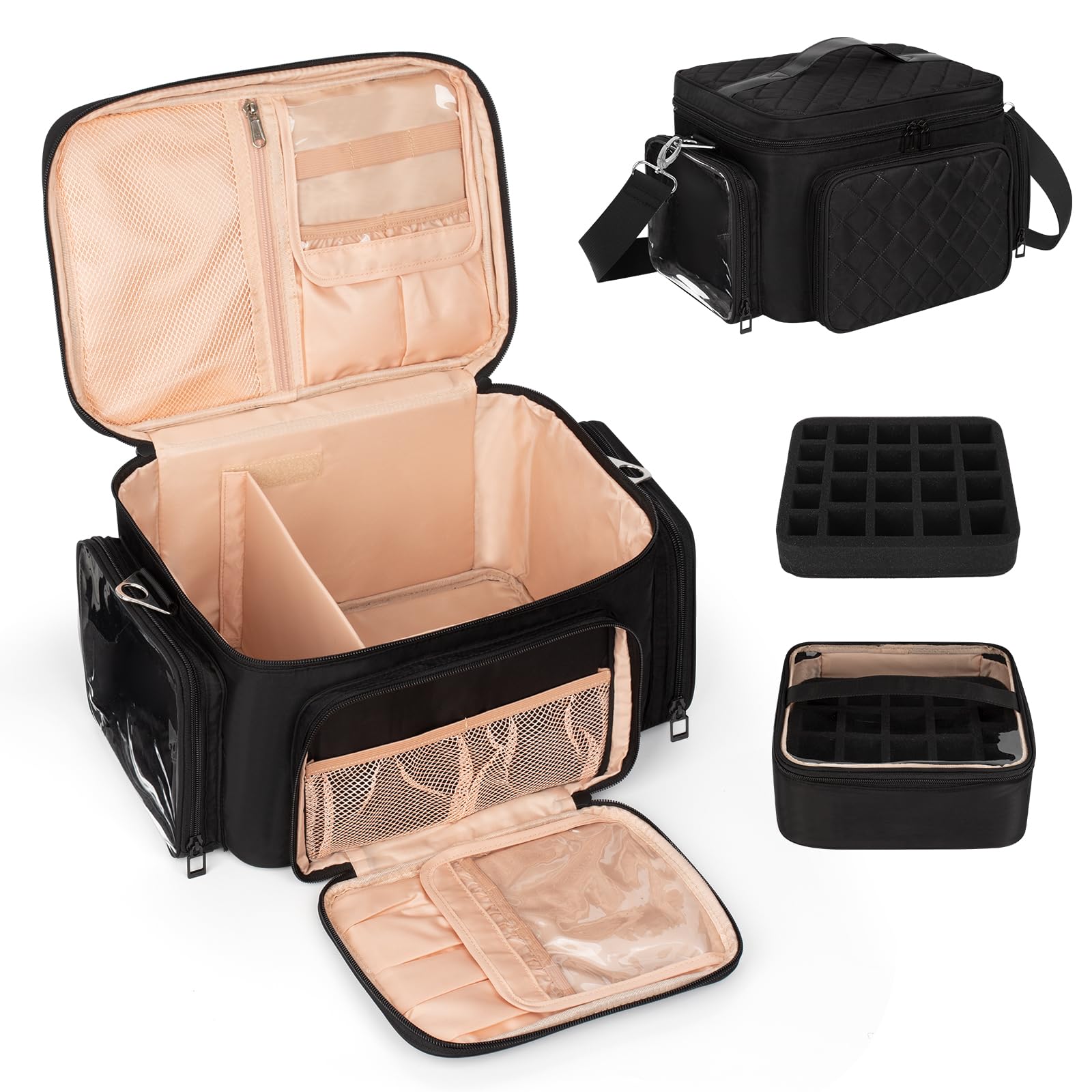 Bagmoly Nail Polish Organizer Case, 42-Slot Portable Storage Bag
