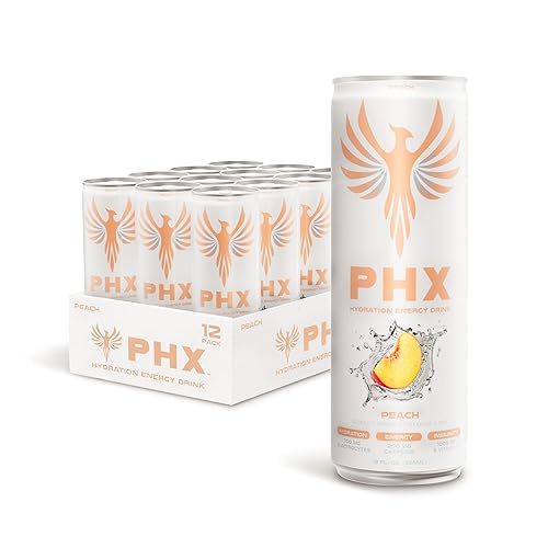 PHX Hydration Energy Drink 700 mg de electrolitos, 200 mg de cafeína de té verde natural, 100% valor diario, 8 vitaminas esenciales, latas de 12
