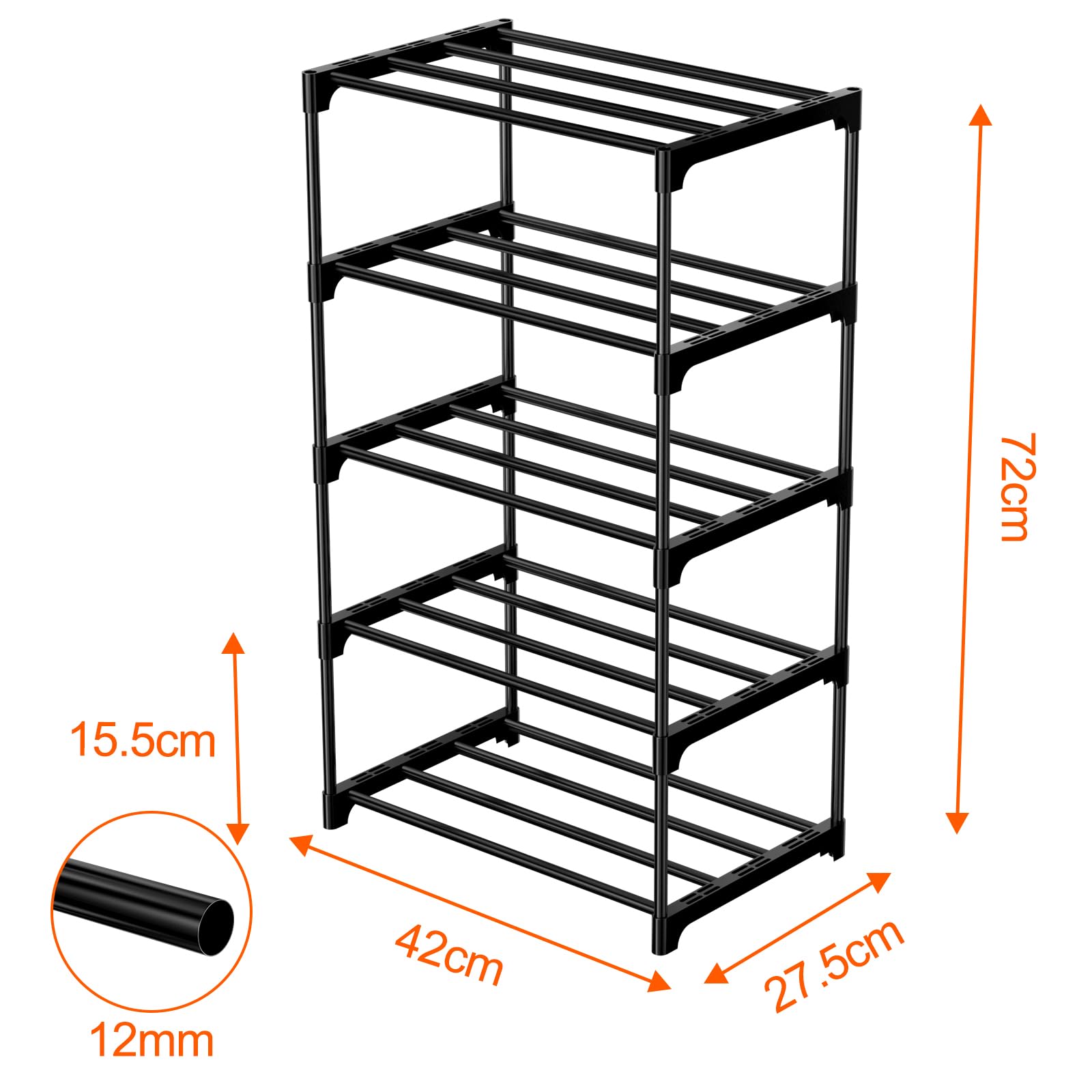 TAO ONE Étagère à Chaussures à 3 Niveaux En Acier Inoxydable
