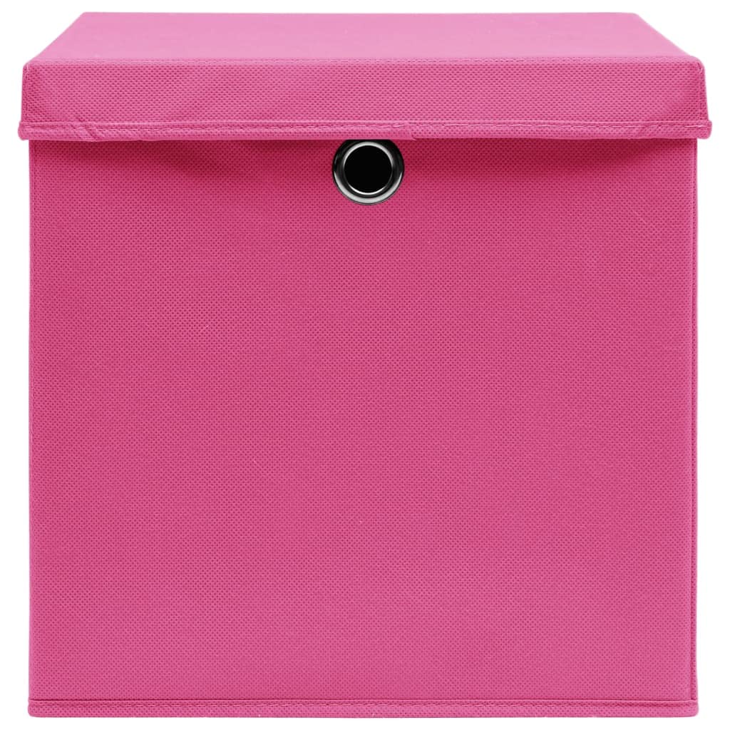 Scatole portaoggetti con coperchio, in tessuto non tessuto, 28 x 28 x 28 cm, pieghevoli, impilabili, salvaspazio, per armadio, scaffale, cassetto, ufficio, cucina, bagno, sistema di