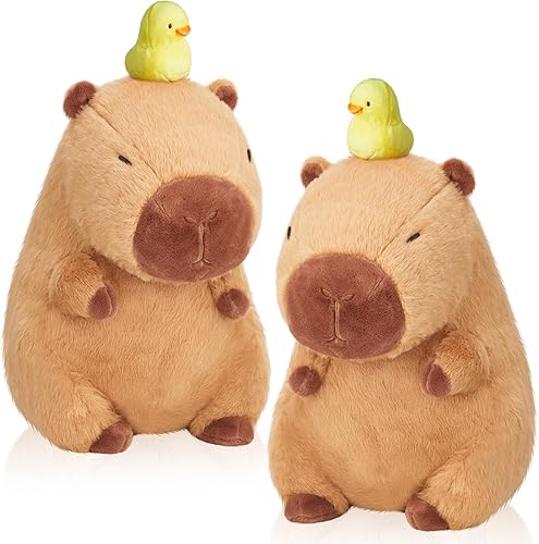 Simgoing 2 piezas de lindos animales de peluche Capybara adorables de 9 pulgadas Capybara de dibujos animados de color marrón suave de Capybara de