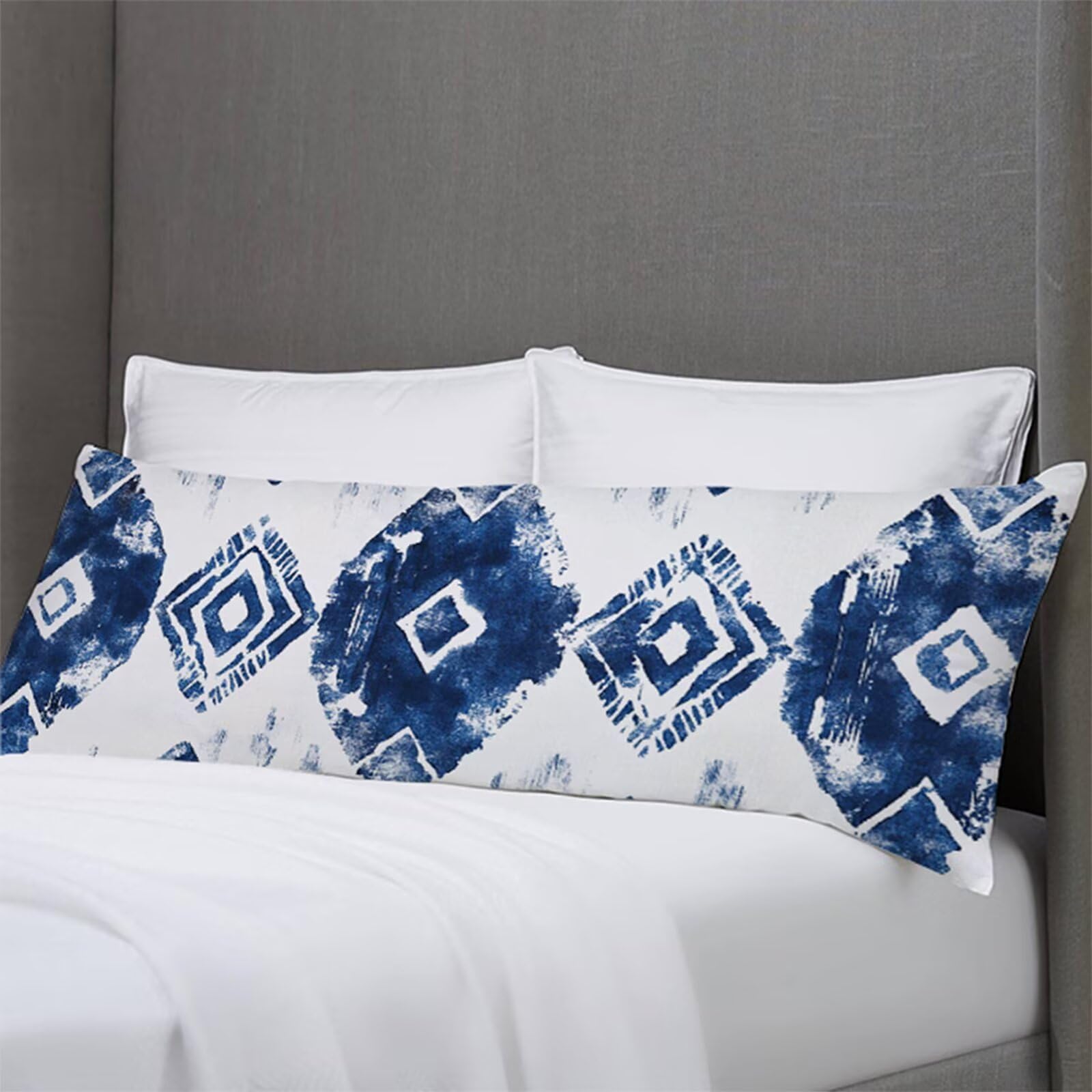 Seitenschläferkissen Bezug 50 x 180 cm Marineblau Kissenbezug Retro Muster Side Sleeper Pillow Case, Doppelseitig Drucken Samt Body Pillow Langes Kissen Seitenschläfer Schwangerschafts kissen B1-609