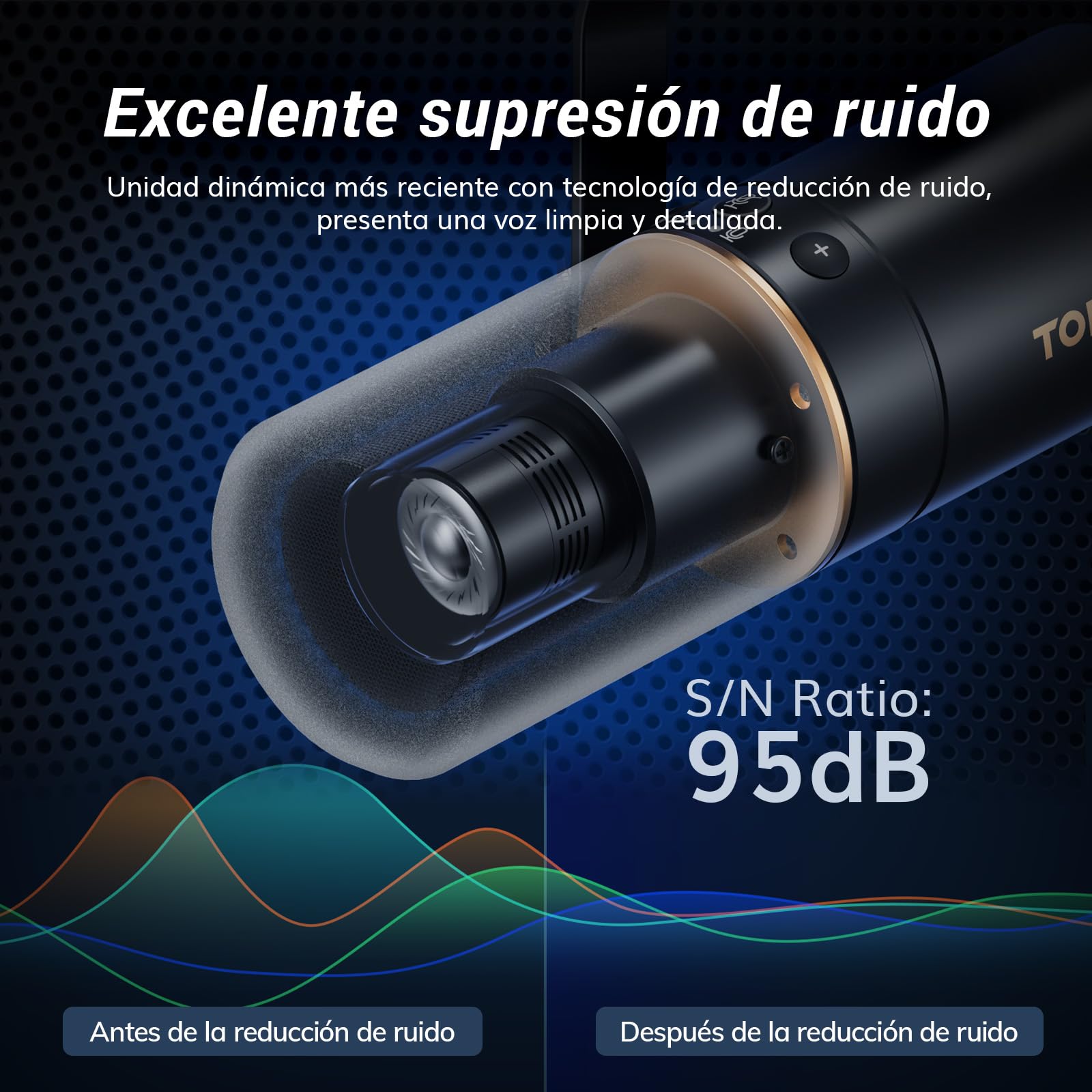 TONOR PC Microfono Dinámico Gaming con Brazo Soporte, Profesional Micrófono USB/XLR para Juegos, Podcasting, Streaming, Estudio, Vocal Grabación, Mic cardioide con 3.5mm Jack, Botón Mute, TD510+