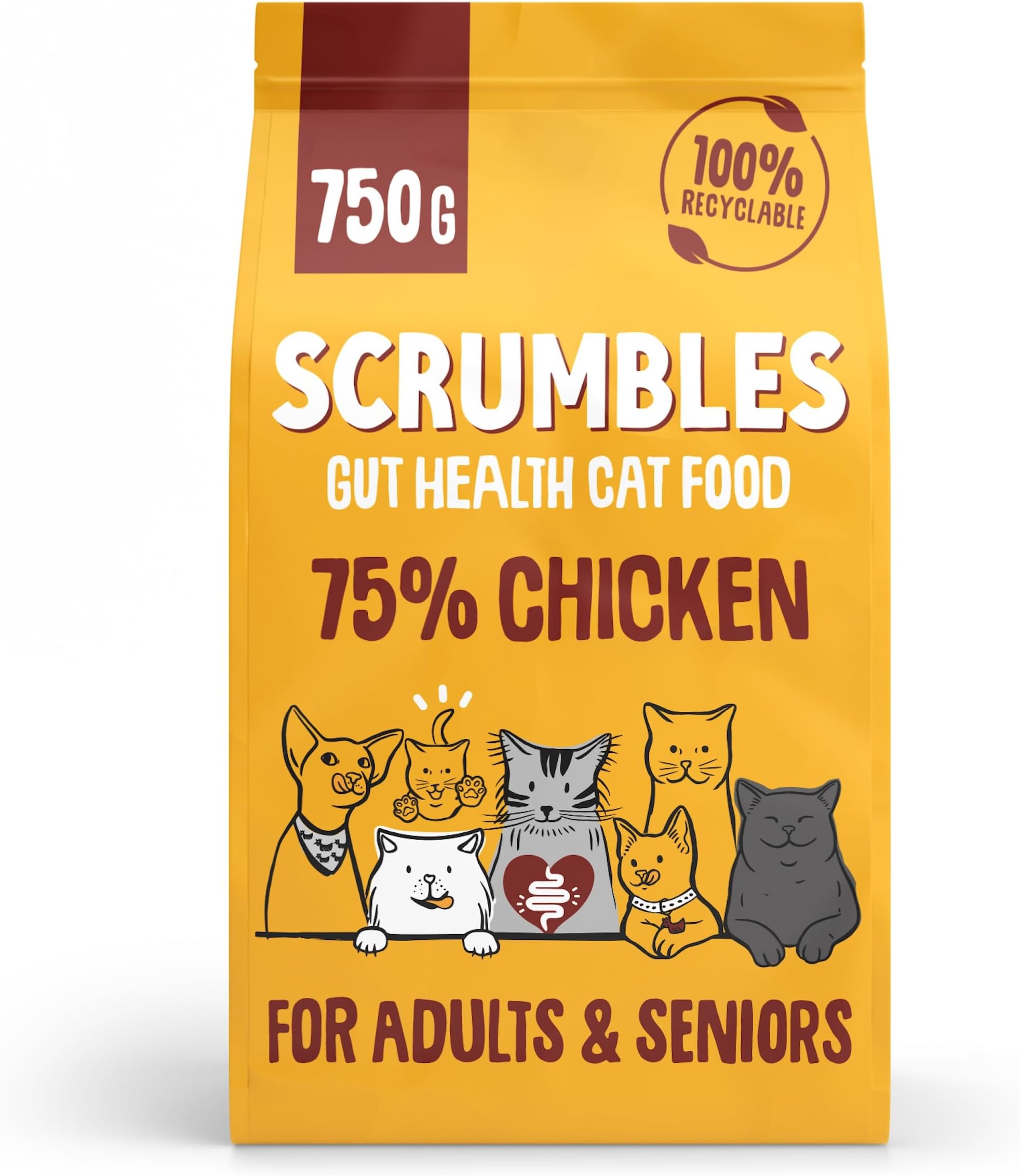 SCRUMBLES Complete Dry Cat Food For Adult And Senior Chicken, 750 GR