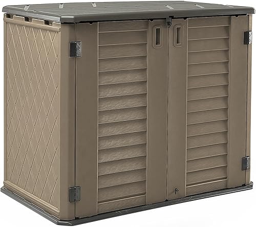 HOMSPARK Cobertizo de almacenamiento resistente a la intemperie, gabinete de almacenamiento multiusos al aire libre para patios traseros y patios,