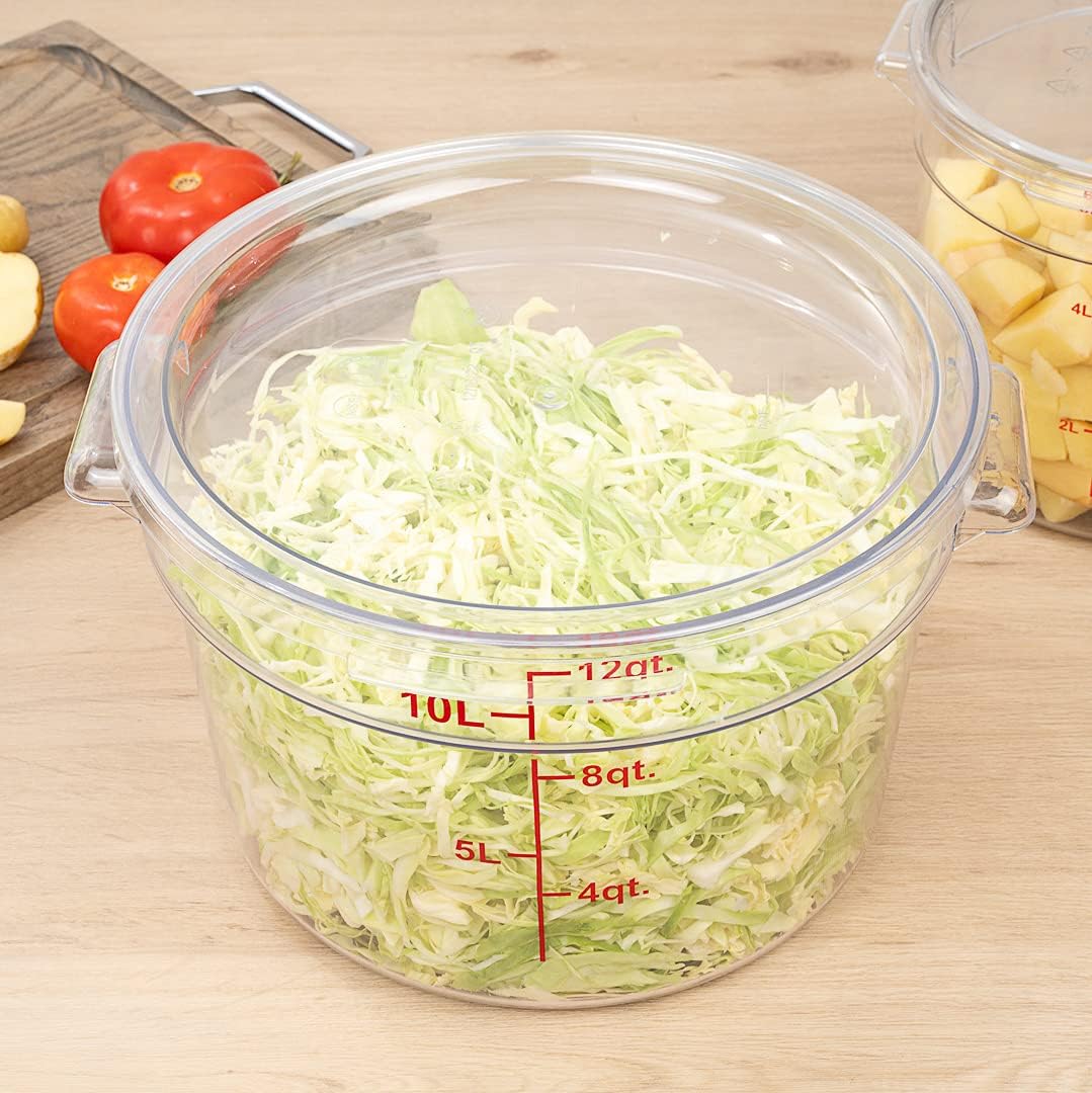 Restaurantware-LIDS ONLY: Met Lux Food Storage Container Lids, 10 Round Marinating Container Lids - Containers Sold Separately, With Date Indicator, Clear Plastic Lids, Dishwashable, Freezable