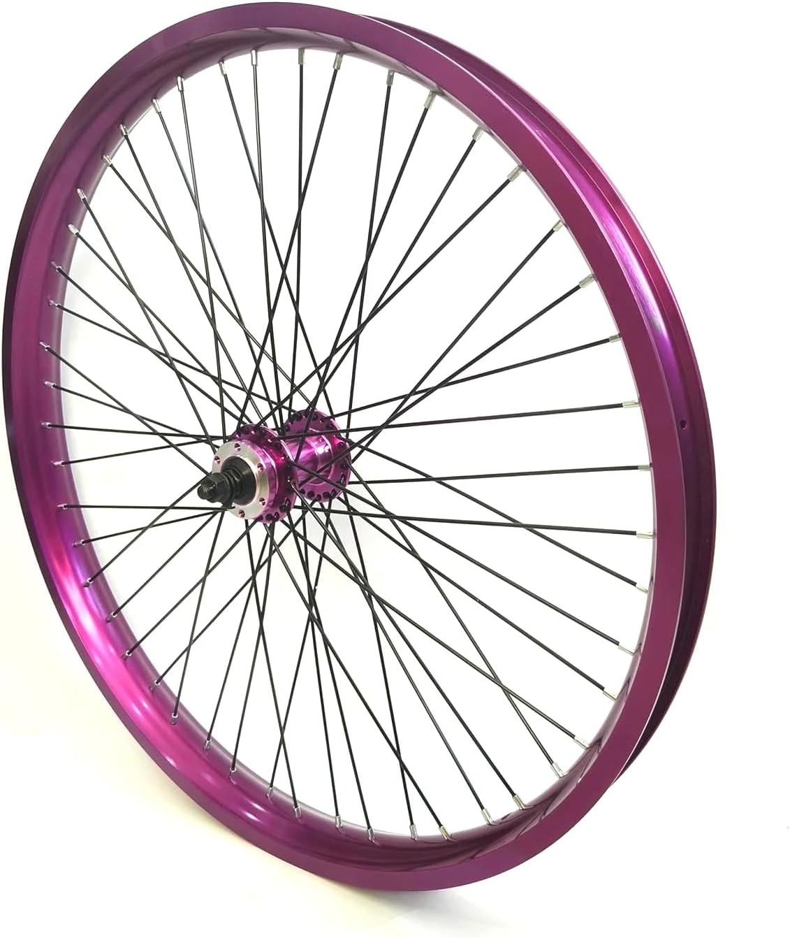 Bicycle Wheel Rim Front Rim 12G Fit 20"X3.5" Tire Max, 48 Spokes | Aluminum Alloy Bike Wheel Black/Purple Color