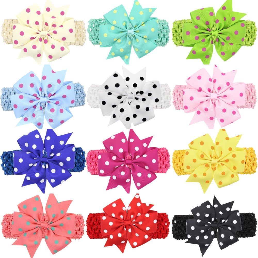 Iversan Baby Girl's Headbands and Bows (12 PCS)