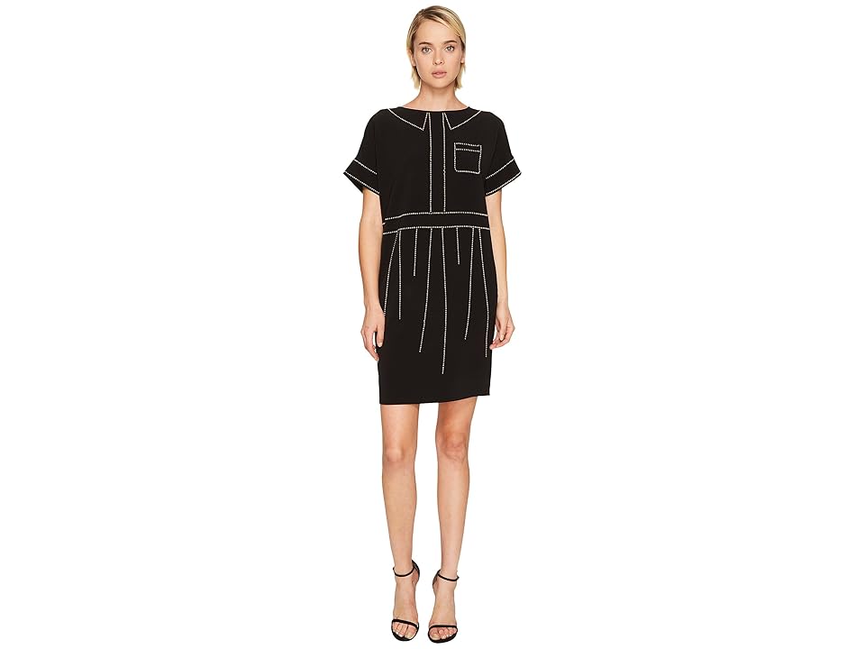 

Boutique Moschino Crepe Studded Dress (Black) Women's Dress