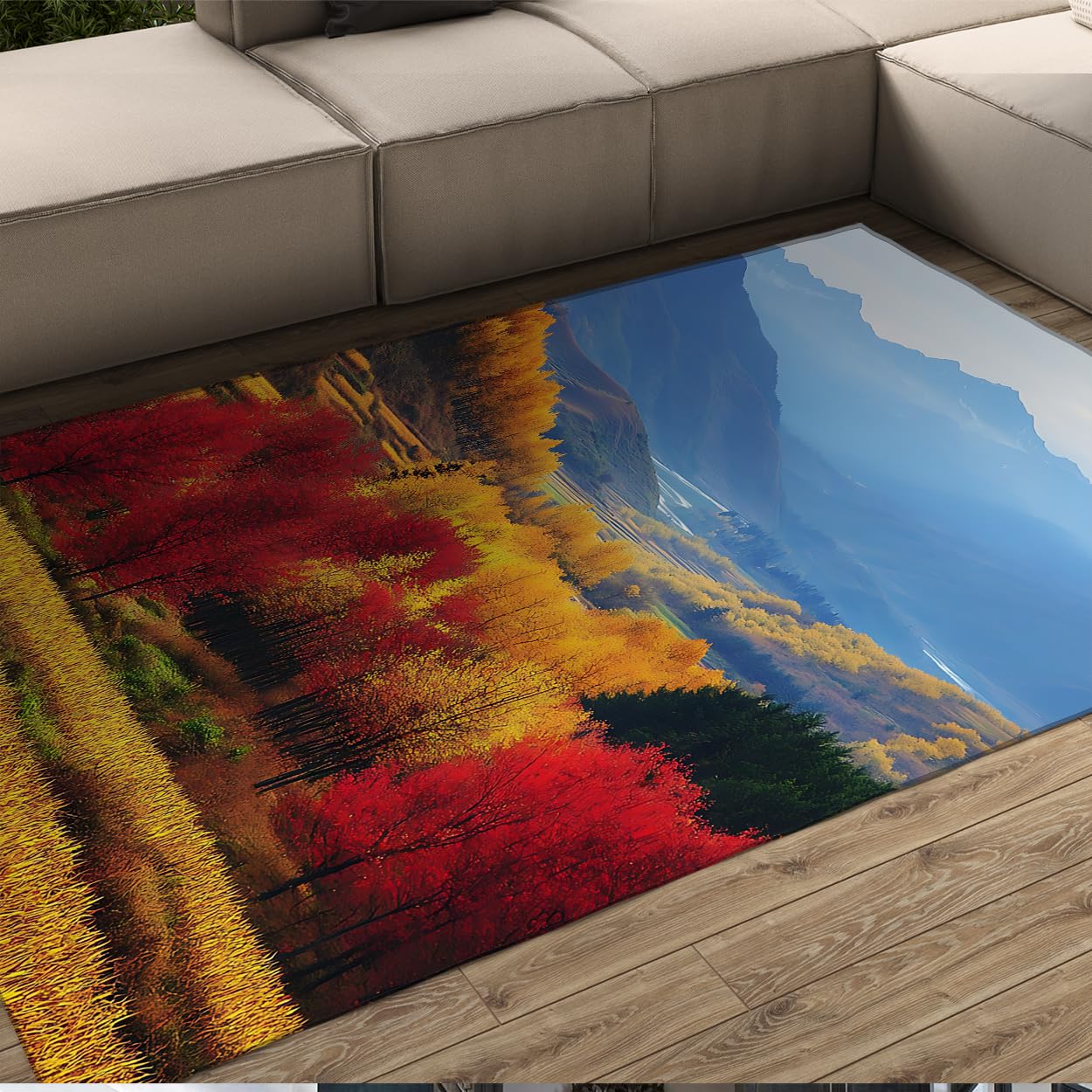 Tapis de salon Autumn Forest 90x150 anti-glisse et lavable en machine
