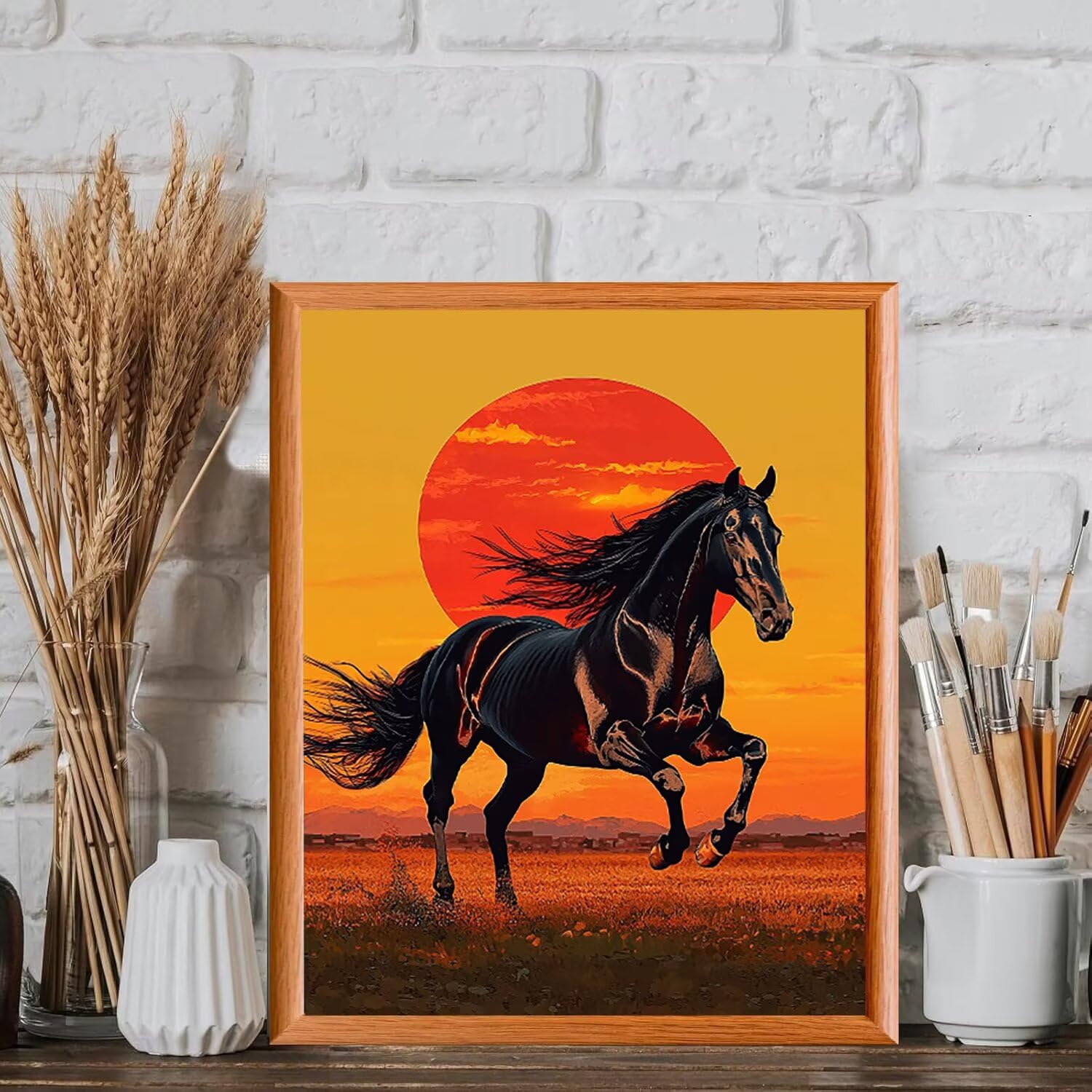 Kit de peinture par numéros - Cheval au coucher de soleil - 70x90cm v-969