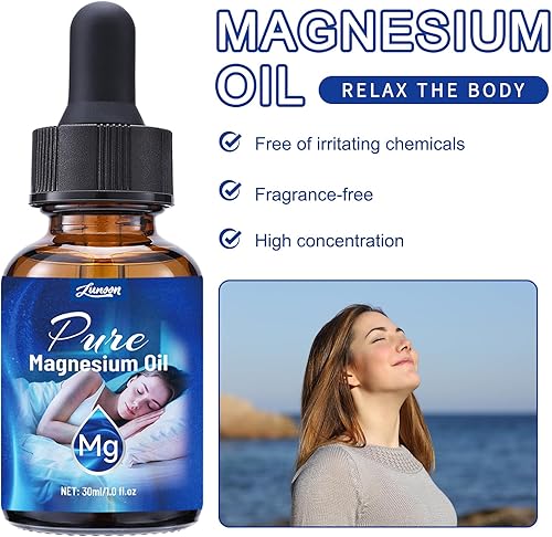 Miniatura 2 de Gotas de aceite de magnesio 100% orgánico natural - Nutre la piel, fácil de absorber y usar, botella de vidrio de 2 onzas líquidas