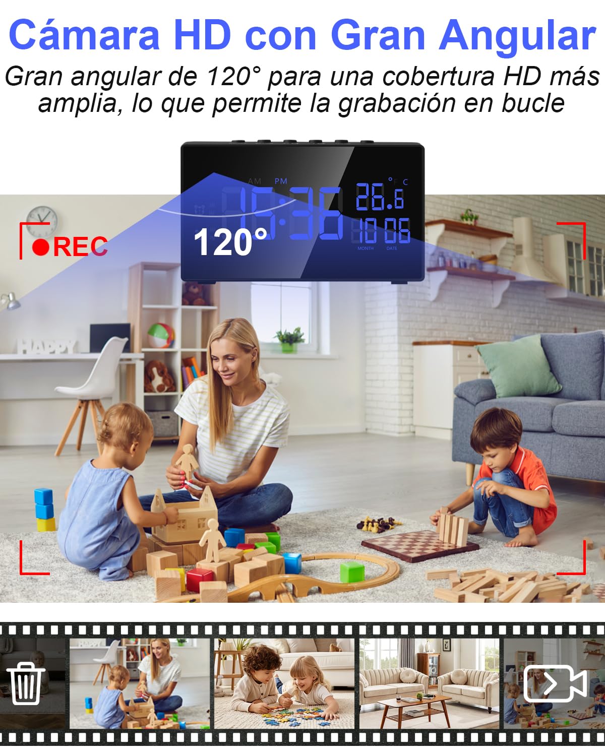 Cámara Espía Oculta WiFi, 5G Mini Camara Espia Inalambricas Despertador | Doble Banda Reloj con Cámara 1080P HD, Visión Nocturna Detección de Movimiento, Ángulo 120° App Tuya Vigilancia Interior