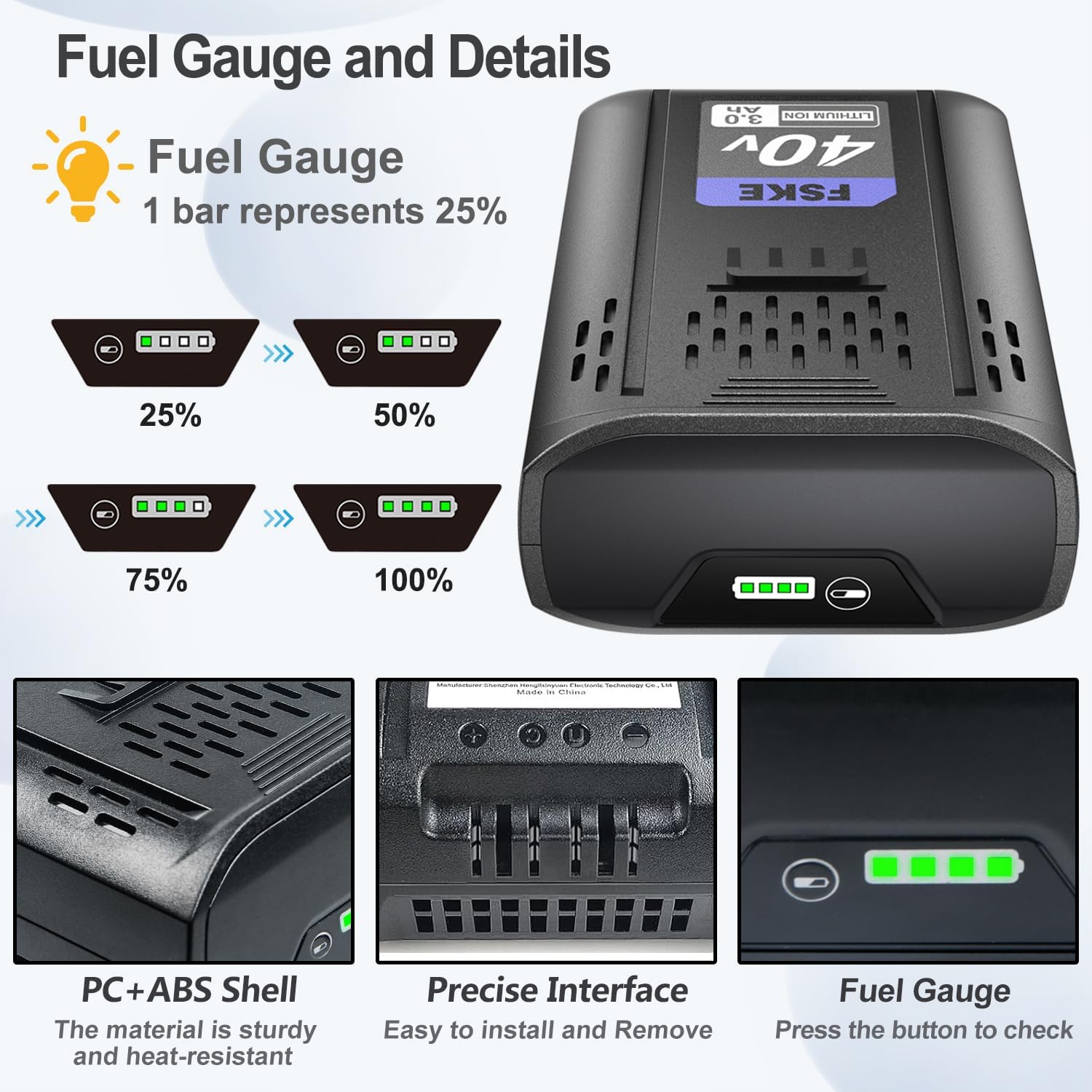 FSKE Replacement for Kobalt 40V Battery 3.0Ah Lithium KB340-06 KB440-06 KB540-06‎ KB640-06, Compatible with Kobalt 40 Volt max Power Tools