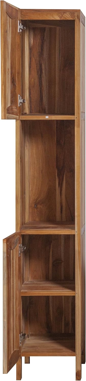 EcoDecors Curvature Free Standing Linen Closet, with Soft Close Doors, Arives Fully Assembled in Natural Color