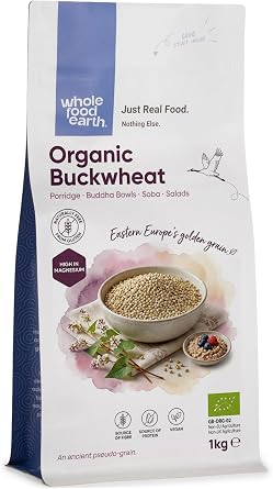 Wholefood Earth Organic Buckwheat   1 kg | GMO Free | Vegan | Source of Fibre | Certified Organic
