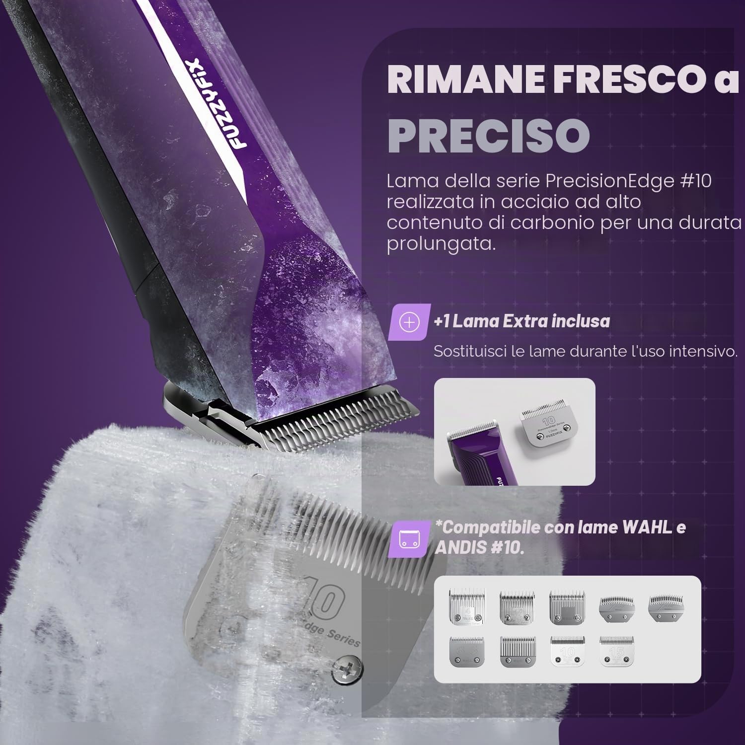 Tosatrice professionale per cani, 2 velocità, cavo da 3 m, funzionamento silenzioso e senza surriscaldamento, involucro antiscivolo e infrangibile, per tutti i tipi di pelo